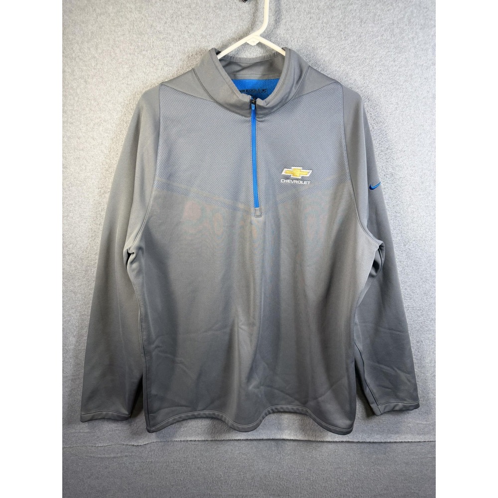 Nike Golf Pullover Mens XL Gray Dri-Fit Chevrolet 1/4 Zip Fleece Golf Top